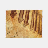 Couverture Polaire Clés grunges de piano de feuille de musique (Devant (Horizontal))