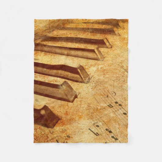 Couverture Polaire Clés grunges de piano de feuille de musique (Devant)