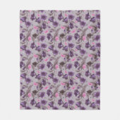 Couverture Polaire cloches de main violettes et motif de papillons (Devant)