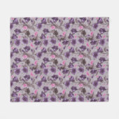 Couverture Polaire cloches de main violettes et motif de papillons (Devant (Horizontal))