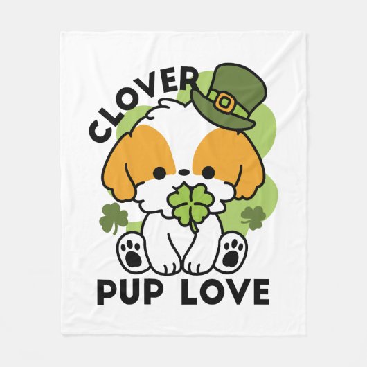 Couverture Polaire Clover Pup Love - St. Patrick's Day Chien Design (Devant)
