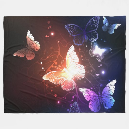 Couverture Polaire Clowing Night Butterflies (Devant (Horizontal))