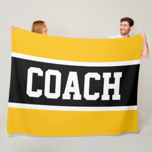 Couverture Polaire COACH Jaune Orange Noir Blanc Athlétique Rayures