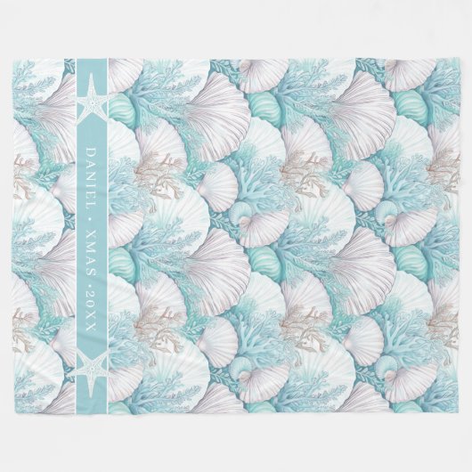 Couverture Polaire Coastal Seashell & Coral Motif#3 ID1009 (Devant (Horizontal))