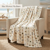 Couverture Polaire Coastal Summer Neutral Watercolor Pattern