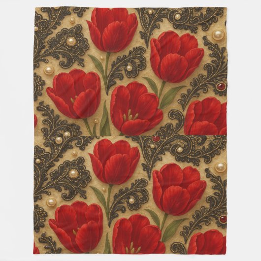 Couverture Polaire COBERTOR Tulipas e Renda DESIGN (Devant)