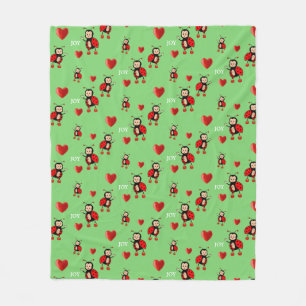 Couverture Polaire Coccinelles mignonnes, cœurs et texte Joie sur fon