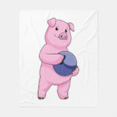 Couverture Polaire Cochon à Bowling avec balle de Bowling (Devant)