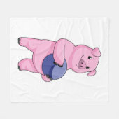 Couverture Polaire Cochon à Bowling avec balle de Bowling (Devant (Horizontal))