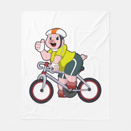 Couverture Polaire Cochon avec vélo et casque (Devant)