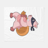 Couverture Polaire Cochon comme coureur (Devant (Horizontal))
