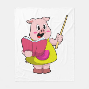 Couverture Polaire Cochon comme enseignant avec livre