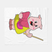 Couverture Polaire Cochon comme enseignant avec livre (Devant (Horizontal))