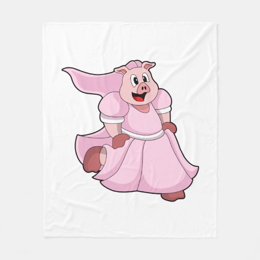 Couverture Polaire Cochon comme mariée avec une robe de mariée (Devant)