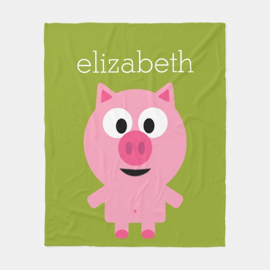 Couverture Polaire Cochon de ferme en caricatures - rose et vert citr (Devant)