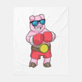 Couverture Polaire Cochon en boîte avec gants de boxe (Devant)