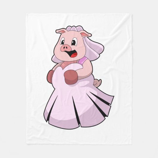 Couverture Polaire Cochon en mariée avec robe Mariage.PNG (Devant)