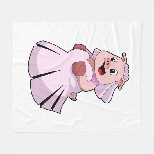 Couverture Polaire Cochon en mariée avec robe Mariage.PNG (Devant (Horizontal))