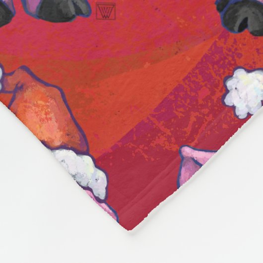 Couverture Polaire Cochon mignon à Santa Hat sur rouge (Coin)