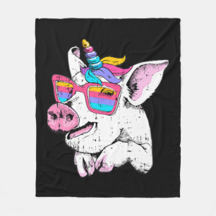 Couverture Polaire Cochon mignon licorne corne lunettes Ferme de Hall