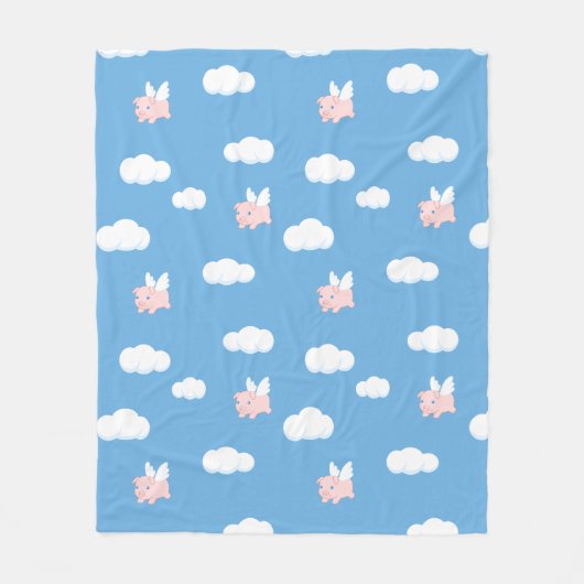 Couverture Polaire Cochon volant - Cochon mignon avec ailes (Devant)