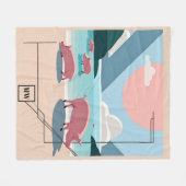 Couverture Polaire Cochons vectoriels chic boho à la plage monogramme (Devant (Horizontal))