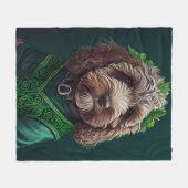 Couverture Polaire Cockapoo Dog en robe de fête St. Patrick (Devant (Horizontal))
