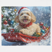 Couverture Polaire Cockapoo Dog in Sledge Let it Neige Christmas (Devant (Horizontal))