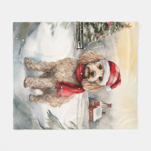 Couverture Polaire Cockapoo Dog in Snow Christmas (Devant (Horizontal))