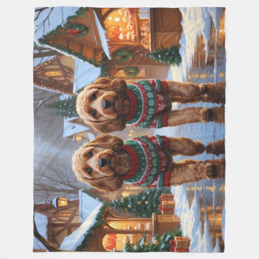 Couverture Polaire Cockapoo Dogs Christmas Snow Holiday  (Devant)
