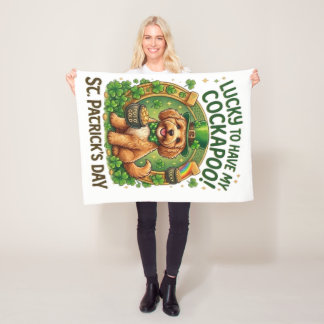 Couverture Polaire Cockapoo Saint-Patrick Chanceux Pot d'Or Chien