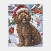 Couverture Polaire Cockapoo Winter Wonderland Christmas Joy (Devant)