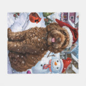 Couverture Polaire Cockapoo Winter Wonderland Christmas Joy (Devant (Horizontal))