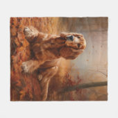 Couverture Polaire Cocker Spaniel à l'automne Feuilles automne Inspir (Devant (Horizontal))