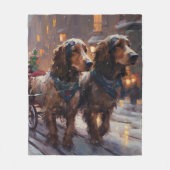 Couverture Polaire Cocker Spaniel Anglais période de fêtes de Noël (Devant)