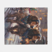 Couverture Polaire Cocker Spaniel Anglais période de fêtes de Noël (Devant (Horizontal))