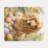 Couverture Polaire Cocker Spaniel avec Oeufs de Pâques Fêtes (Devant (Horizontal))