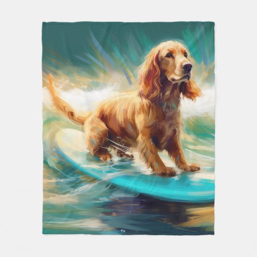 Couverture Polaire Cocker Spaniel Beach Surf Peinture (Devant)
