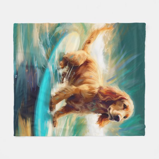 Couverture Polaire Cocker Spaniel Beach Surf Peinture (Devant (Horizontal))