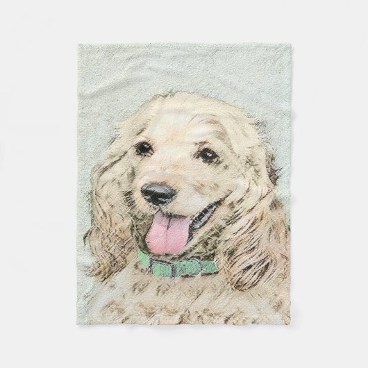 Couverture Polaire Cocker Spaniel Buff Peinture - Art Chien original (Devant)