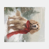 Couverture Polaire Cocker Spaniel Chien dans Noël de neige (Devant (Horizontal))