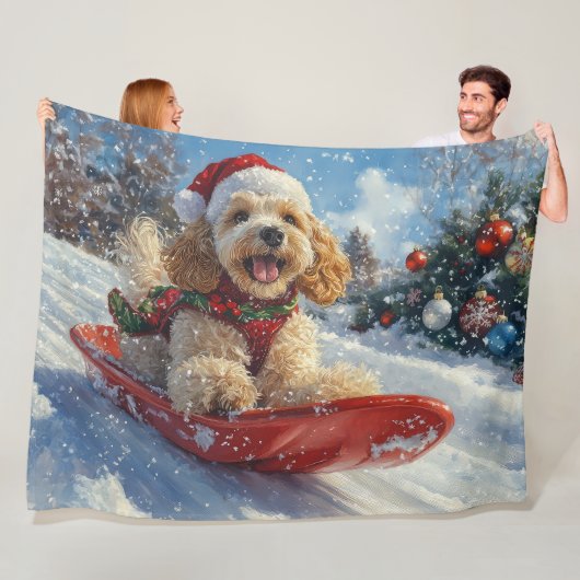 Couverture Polaire Cocker Spaniel Chien dans Sledge Let it neige Noël (En situation)