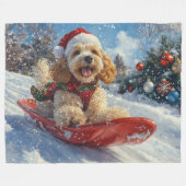 Couverture Polaire Cocker Spaniel Chien dans Sledge Let it neige Noël (Devant (Horizontal))