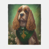 Couverture Polaire Cocker Spaniel Chien en robe de fête St. Patrick (Devant)