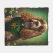 Couverture Polaire Cocker Spaniel Chien en robe de fête St. Patrick (Devant (Horizontal))