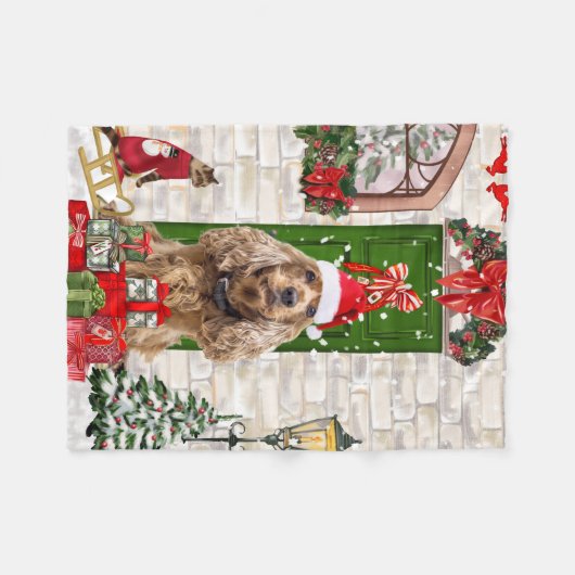 Couverture Polaire Cocker Spaniel Chien Noël (Devant (Horizontal))