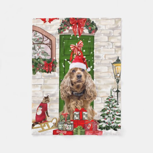 Couverture Polaire Cocker Spaniel Chien Noël (Devant)