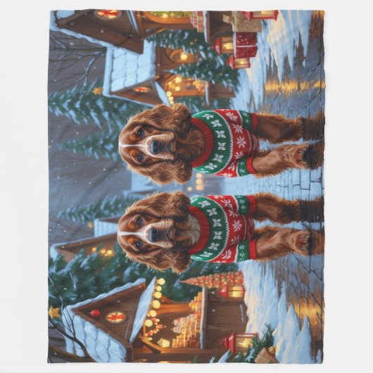 Couverture Polaire Cocker Spaniel Dogs Christmas Snow Holiday (Devant)
