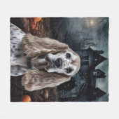 Couverture Polaire Cocker Spaniel Halloween Épouvantable (Devant (Horizontal))