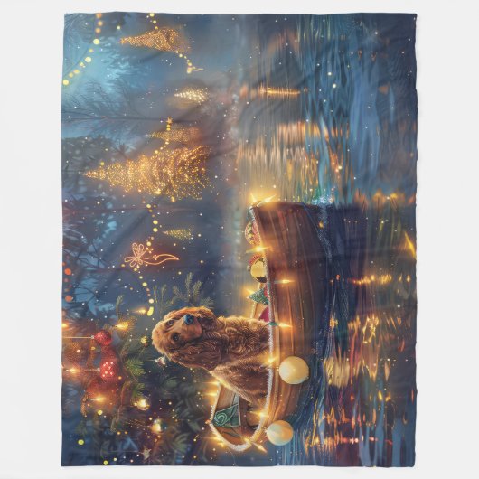 Couverture Polaire Cocker Spaniel Noël Festive Voyage (Devant)
